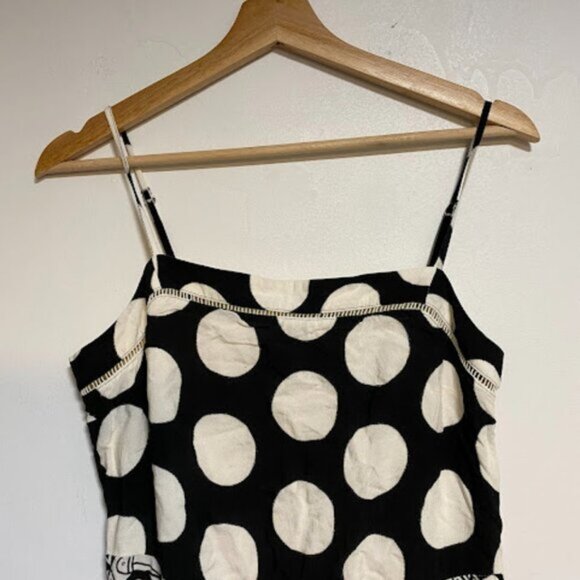 FARM Rio for Anthropologie Black Polka Dot Multi-Print Tiered Midi Dress Size M - Picture 3 of 9
